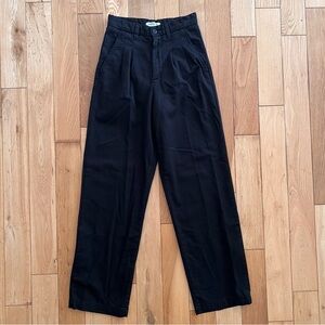 Carhartt WIP Womens Cara Pants Black Pleated Wide‎ Straight Leg Size 24x29
